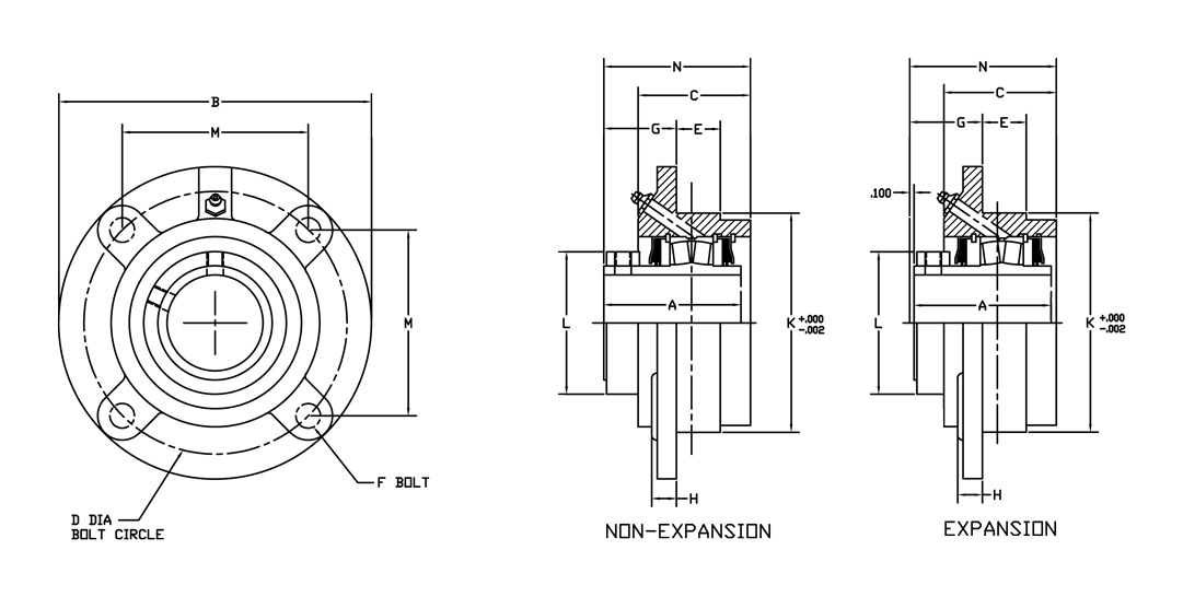 r2000 bearings piloted flange diagram