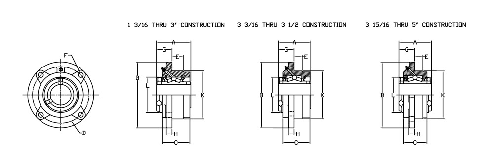 type e piloted flange bearing diagram